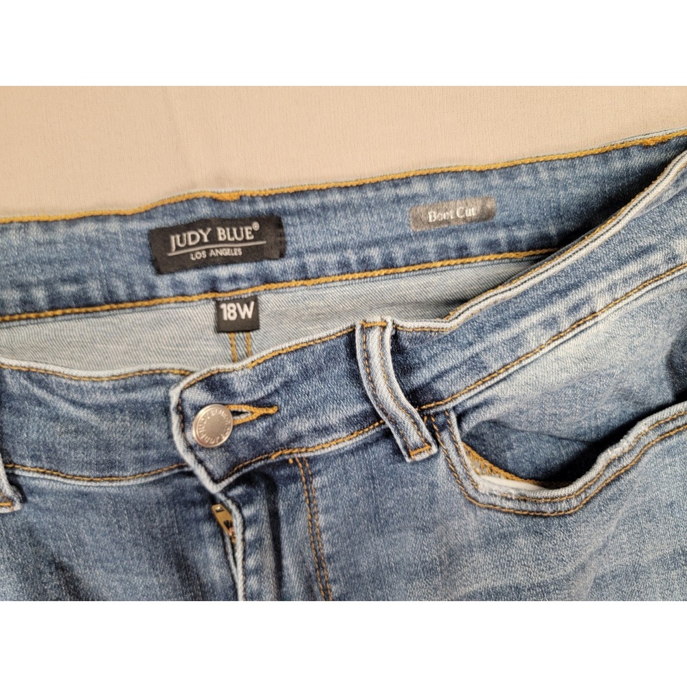 Judy Blue Jeans Women 18W High Rise Bootcut Distressed Stretch Denim Medium Wash - Picture 10 of 11